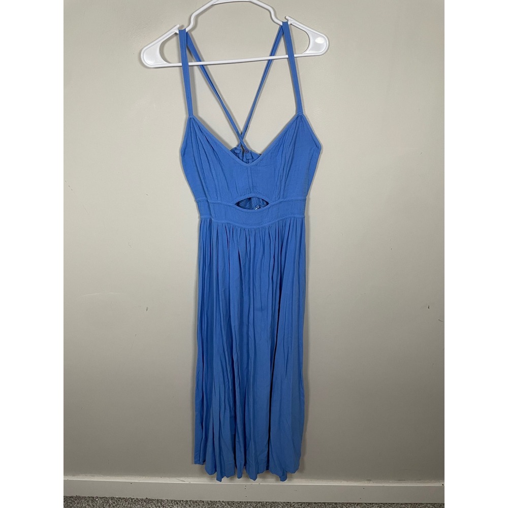 Bila77 Blue Cutout Maxi Dress Size Large Sundress Coastal Beach Summer Casual